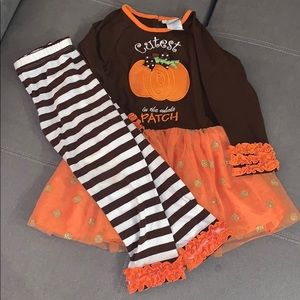 Emma Rose Pumpkin Dress and leggings set